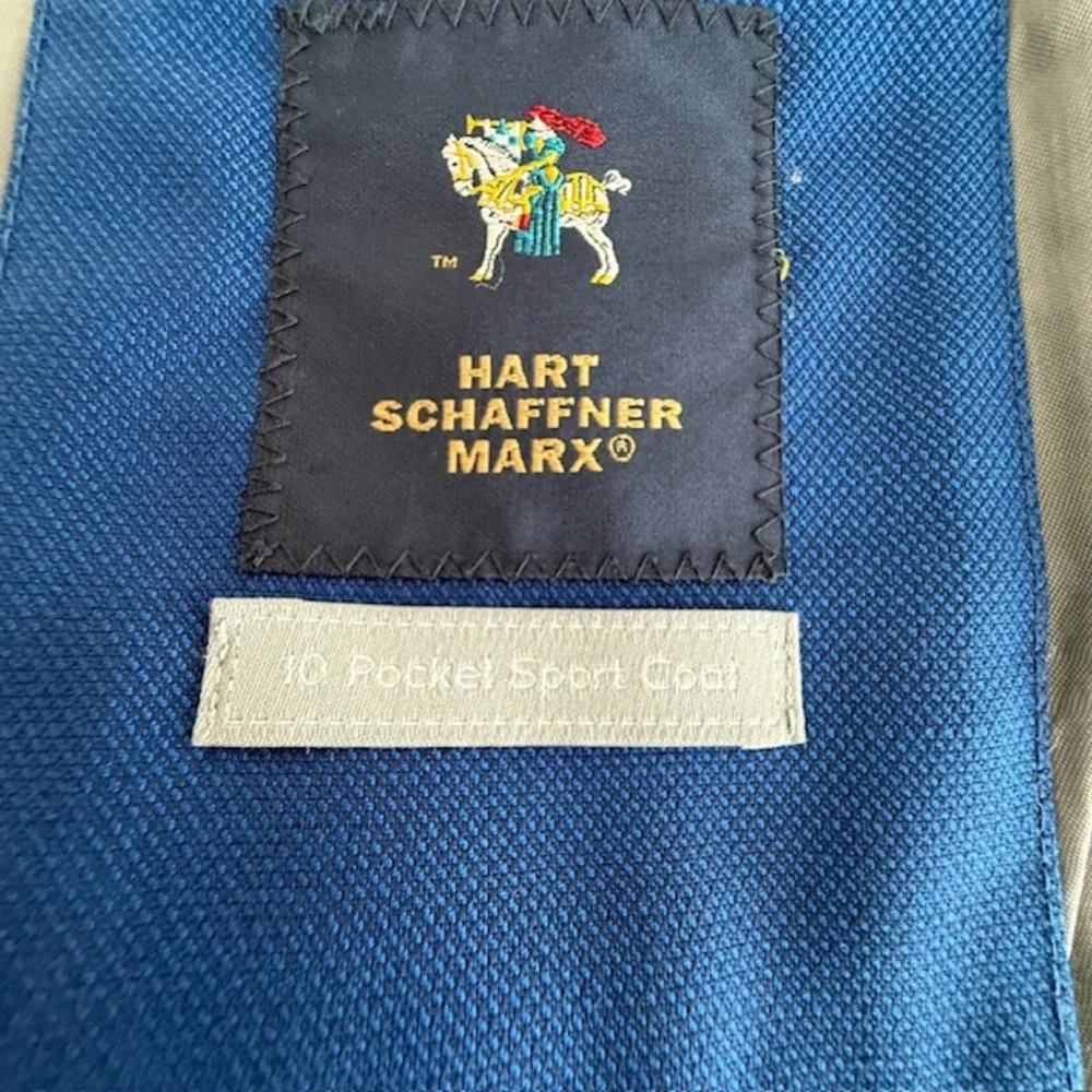 Hart Schaffner Marx Blazer Mens 52R 100% Wool Regular Fit Sports Coat Royal Blue